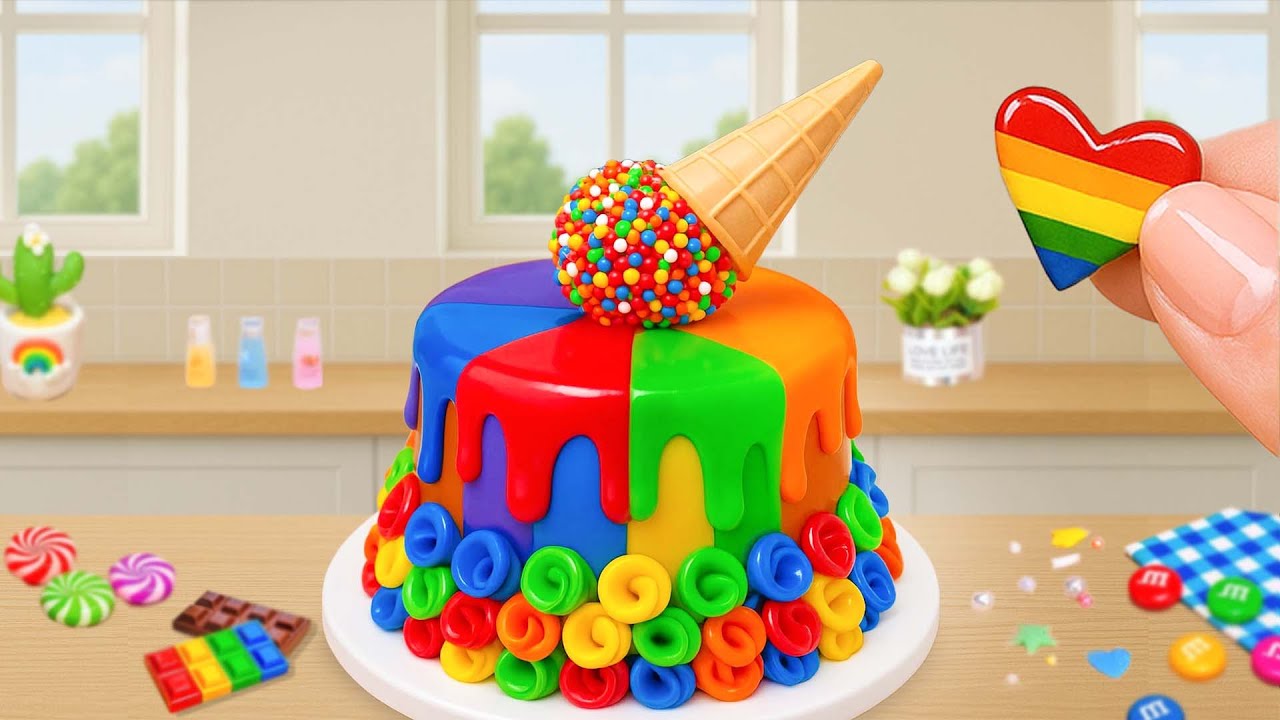 Mini Bolo Arco-Íris com Fondant Colorido 🌈✨ | Doçura e Magia em Cada Camada 💖 Cake Wish