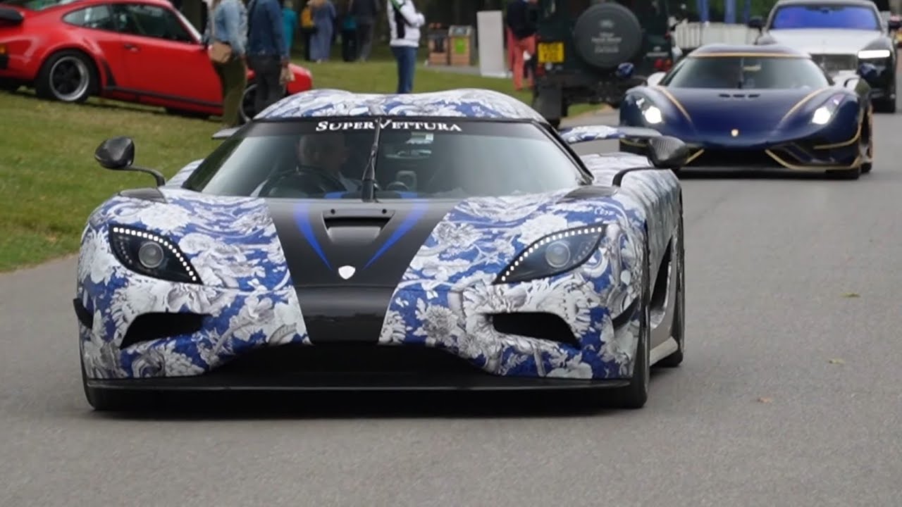 Supercars leaving Salon prive at Blenheim Palace