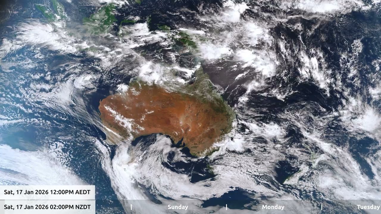 21 Jan 2026, 5 day weather timelapse Australia / New Zealand