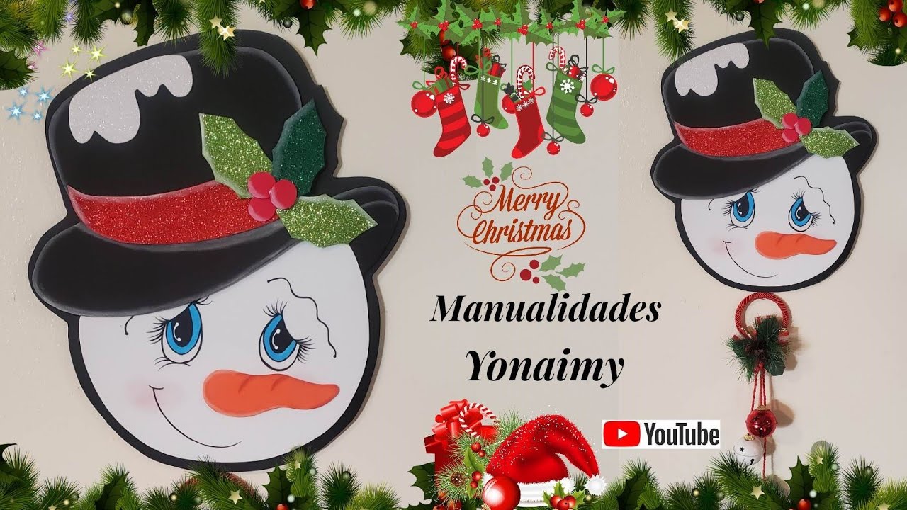 ⛄ CARITA DE MUÑECO DE NIEVE PARA  ADORNO NAVIDEÑO🎅⛄