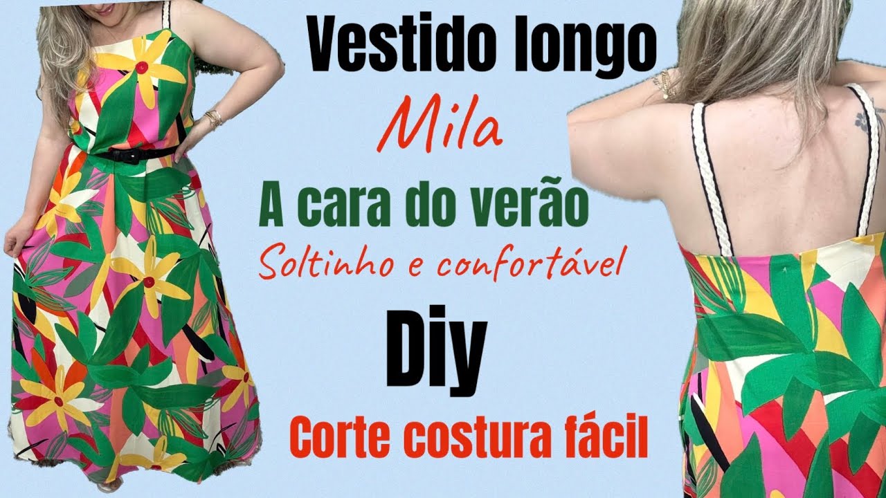 VESTIDO LONGO DE VISCOSE SOLTINHO E CONFORTÁVEL PRO VERÃO, passo a passo do corte e costura #dress  