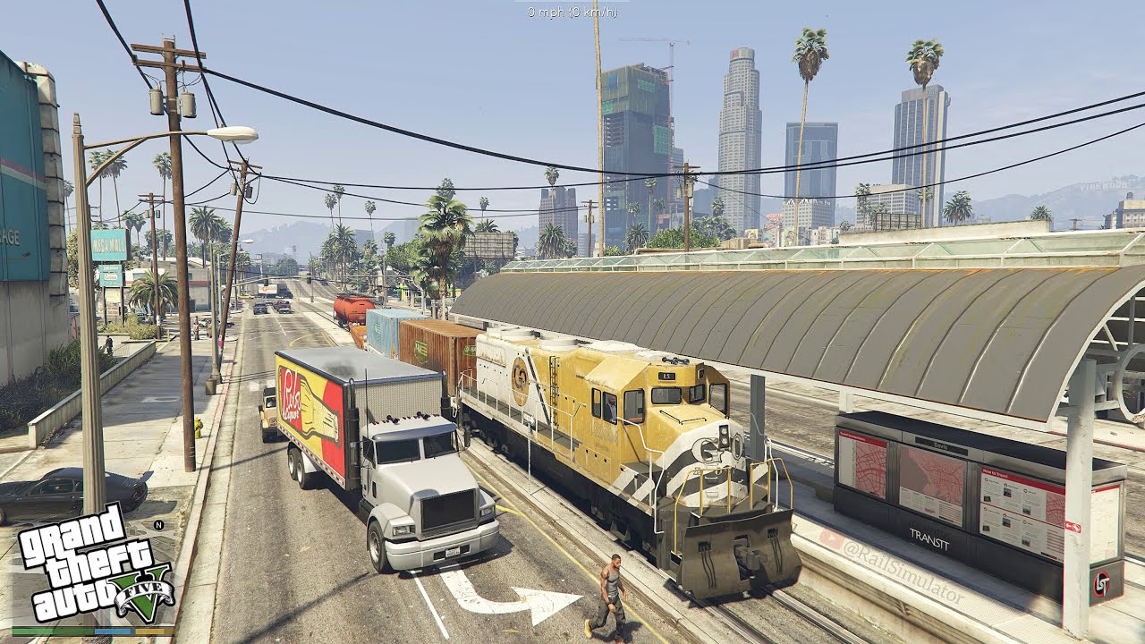 Grand Theft Auto V - Freight Running on a Metro Route