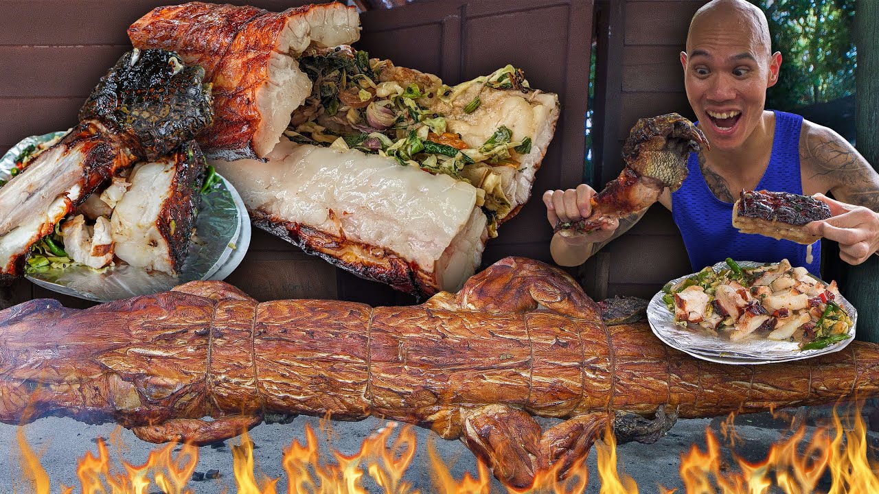 EXOTIC Street Food in the Philippines - UNIQUE CROCODILE LECHON + FILIPINO FOOD TOUR IN DAVAO CITY