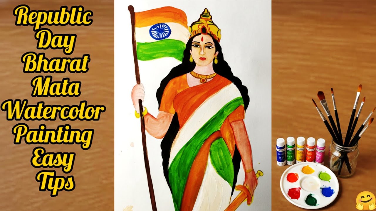 Bharat Mata Watercolor Painting 🇮🇳 | 26 January Republic Day Special Art | Republic Day Special 🇮🇳 