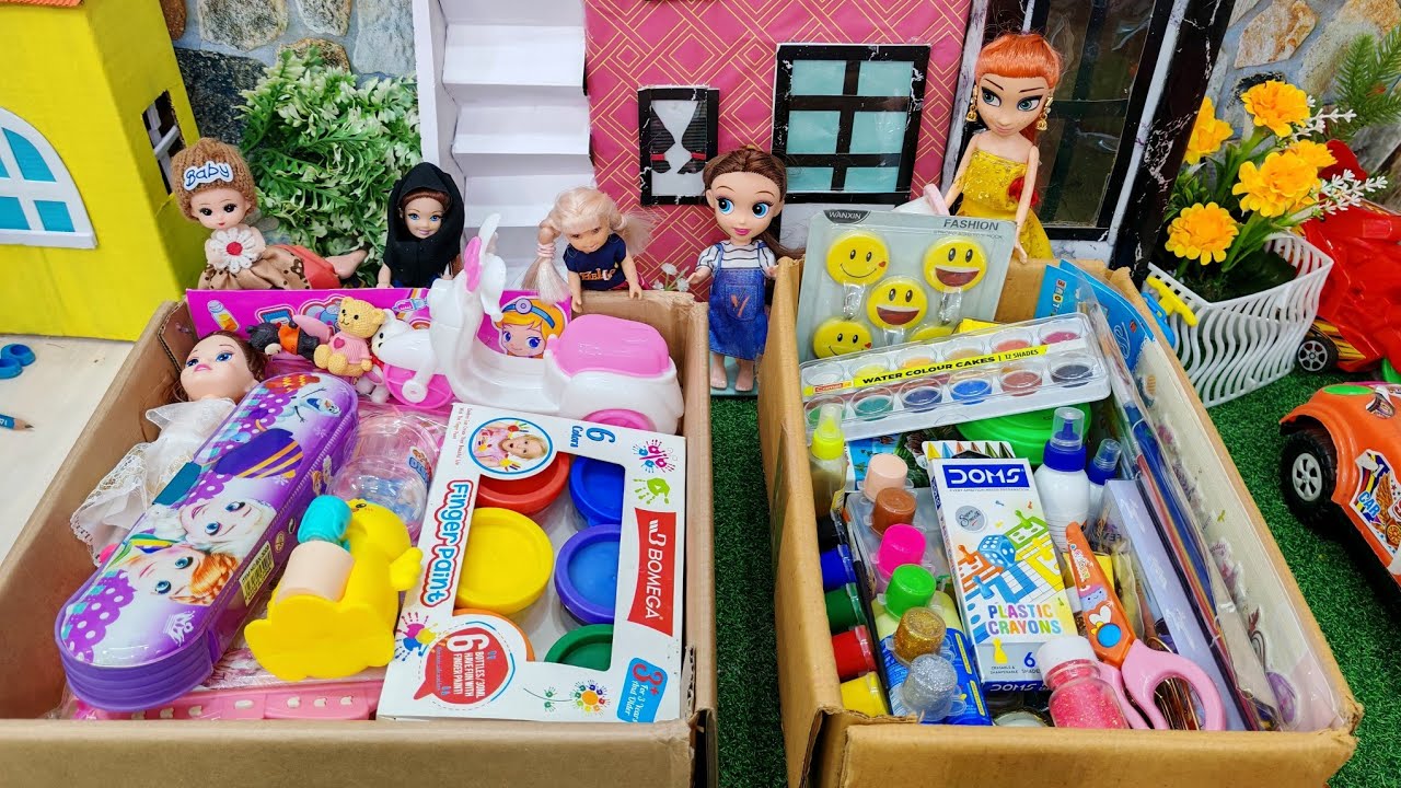 Barbie girl open New Toys and craft things/Mini doll show