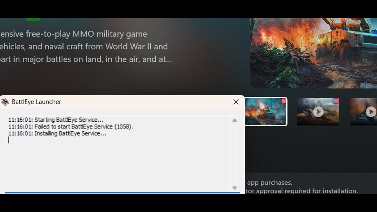 Fix War Thunder BattlEye Launcher Error Failed To Start BattlEye Service On PC