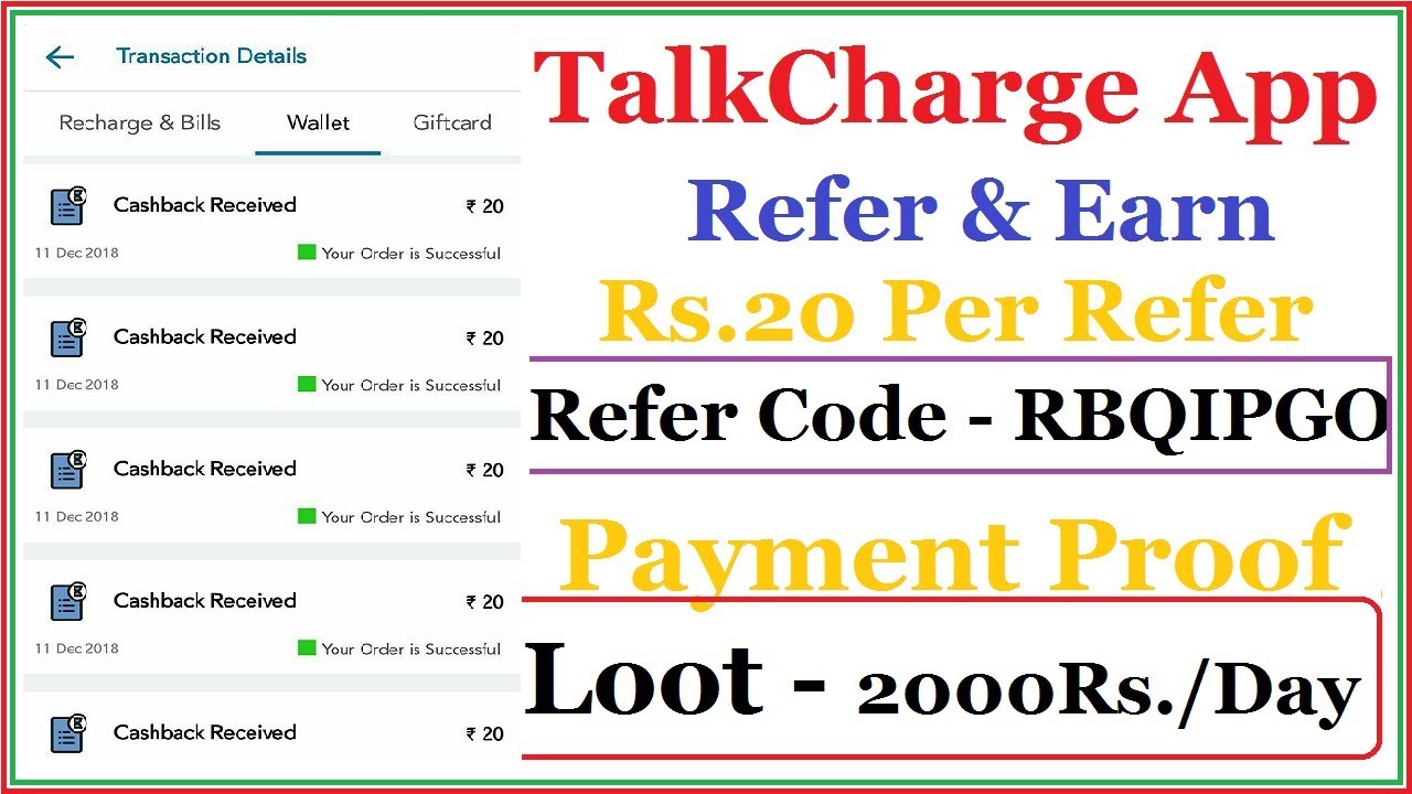 TalkCharge App Loot - Refer & Earn Money Rs.20 Per