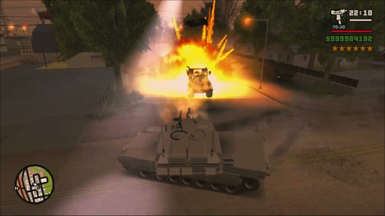 GTA San Andreas | 6 stars wanted level rampage using tank