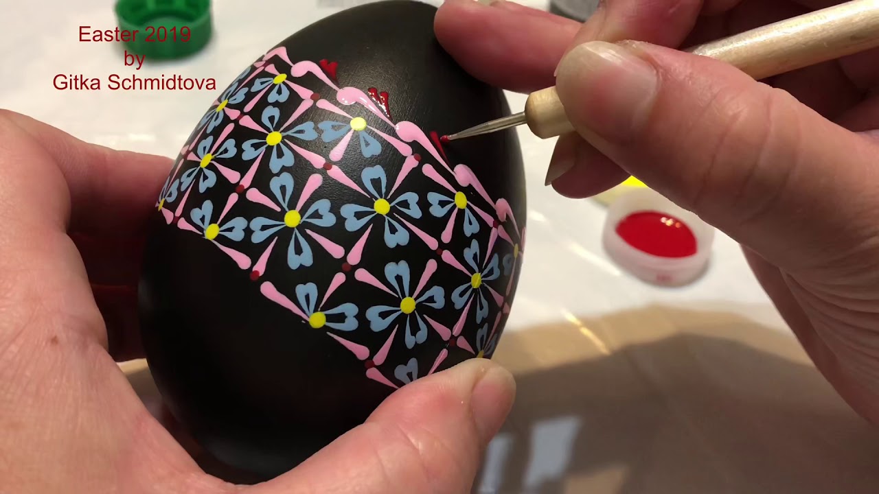 Black Easter egg pysanka by Gitka Schmidtova