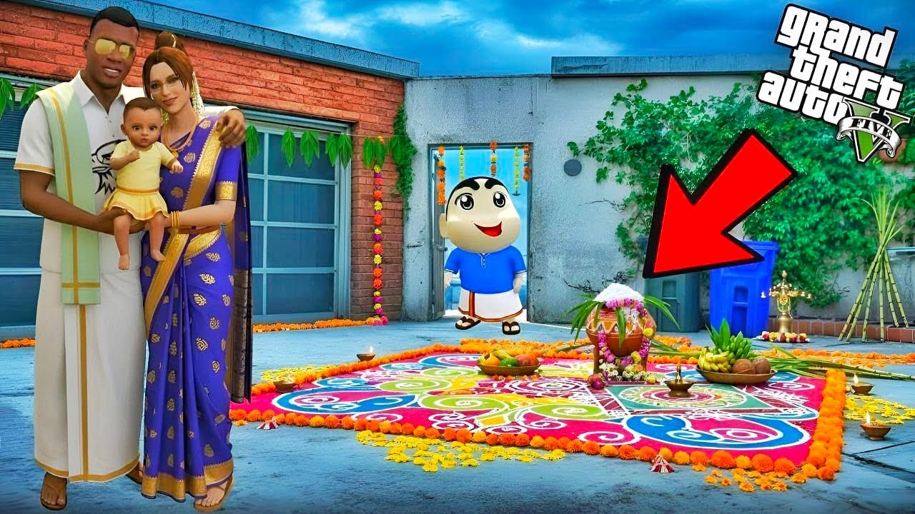 Shinchan Family Pongal Shopping 2 in GTA 5 😍 | Franklin Meenu Baby | Tamil Mod Gameplay