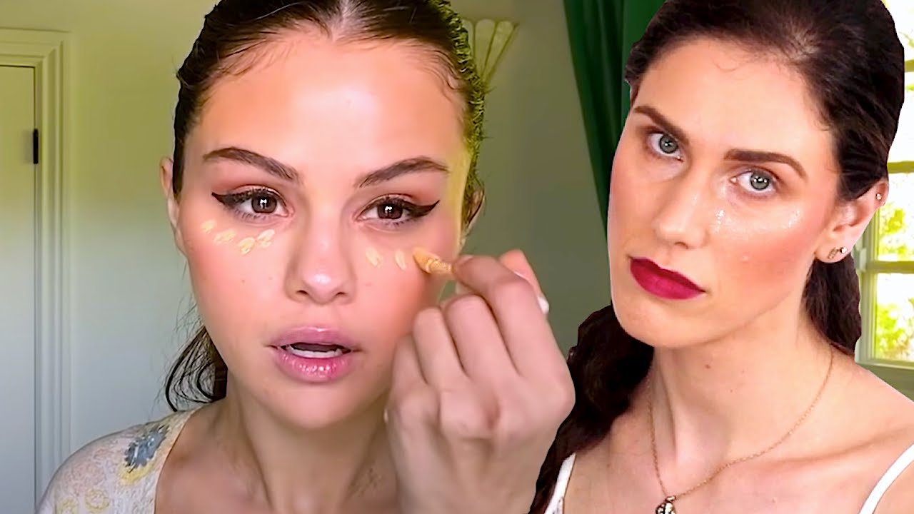 Reacting & FAILING Selena Gomez's Skincare Routine & Morning Rare Beauty Makeup Look