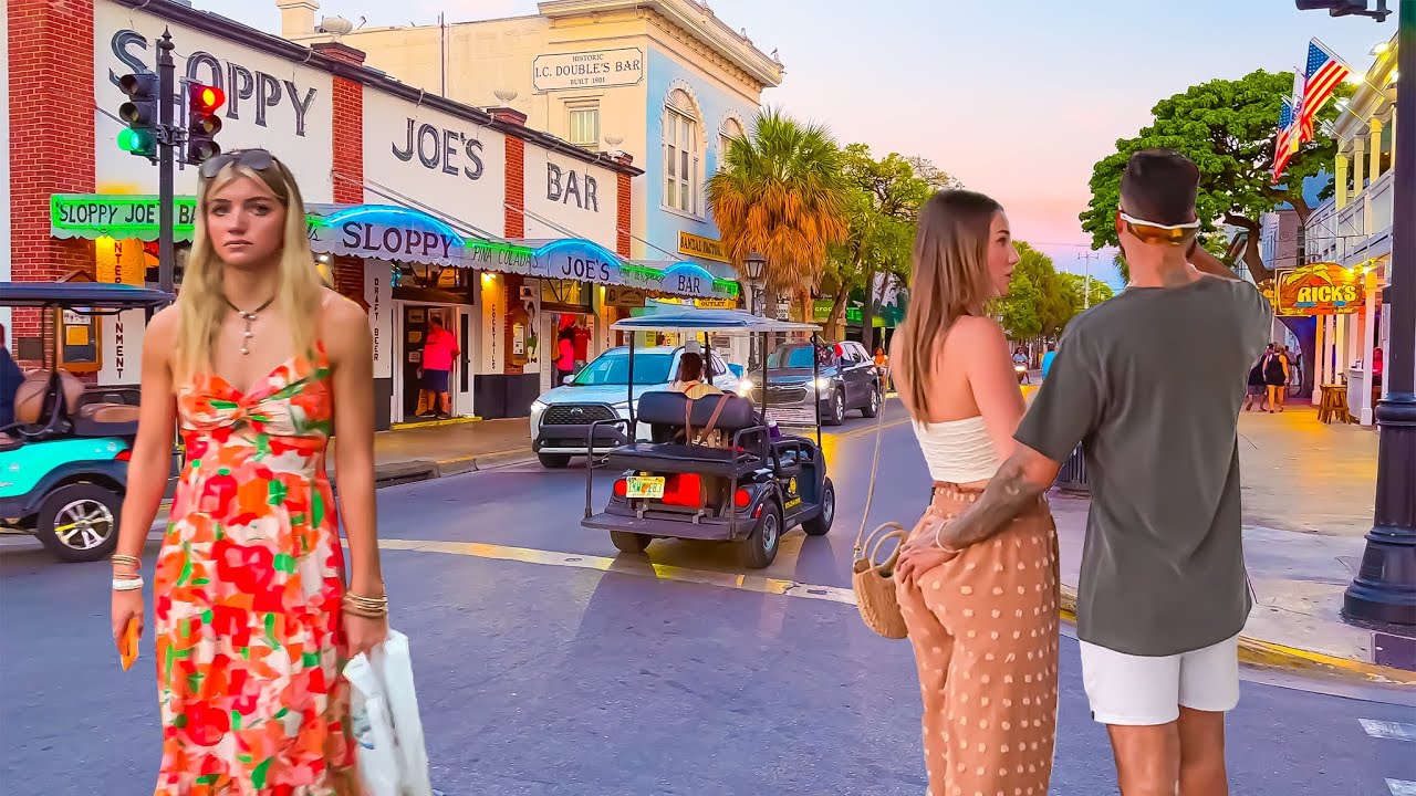 Key West Florida. Mallory Square, Duval Street 4K HDR Walking Tour