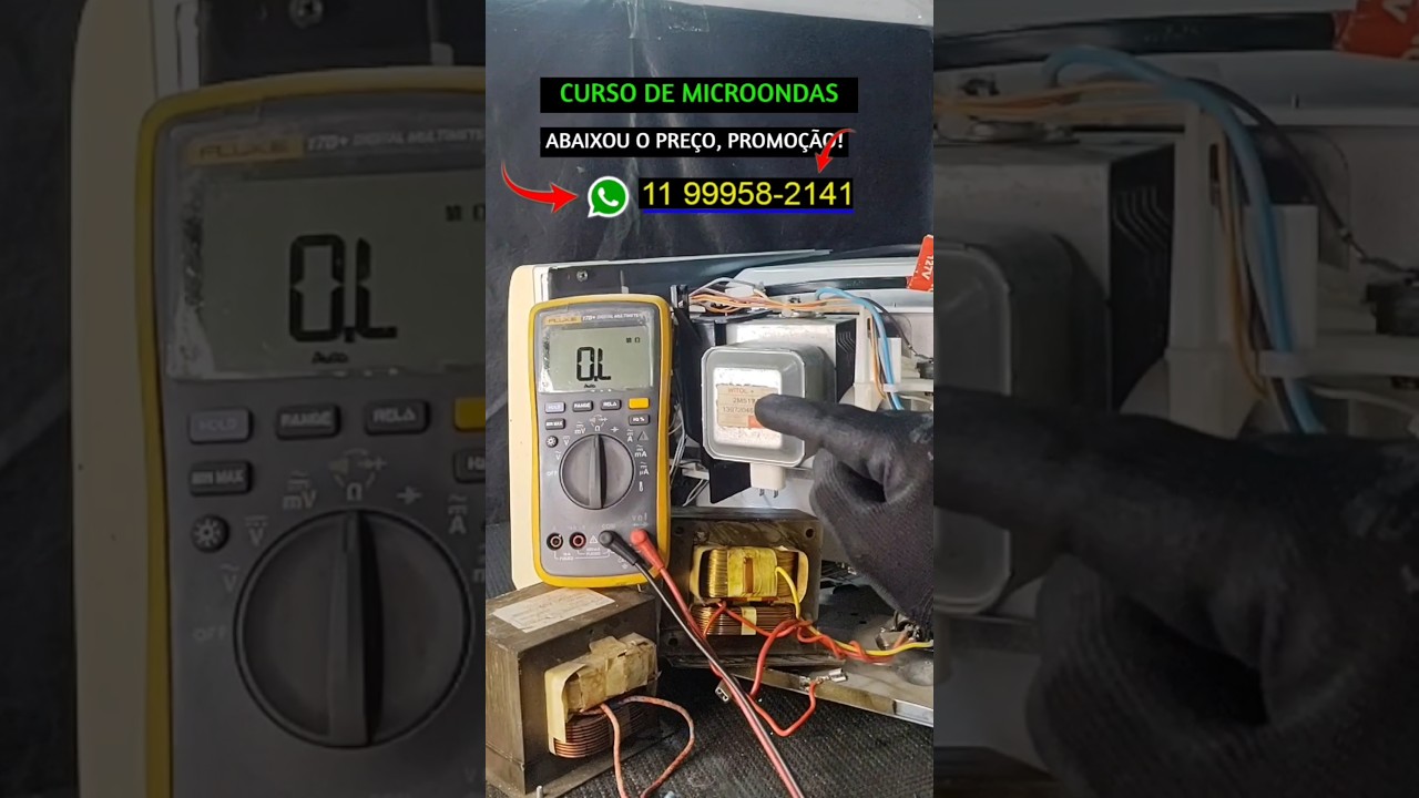 Testando e comparando a bobina do trafo de alta tensão do microondas.
