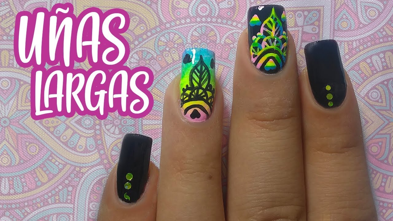 Decoración De Uñas Con Mandalas Difuminados - Diseño Para Uñas Largas