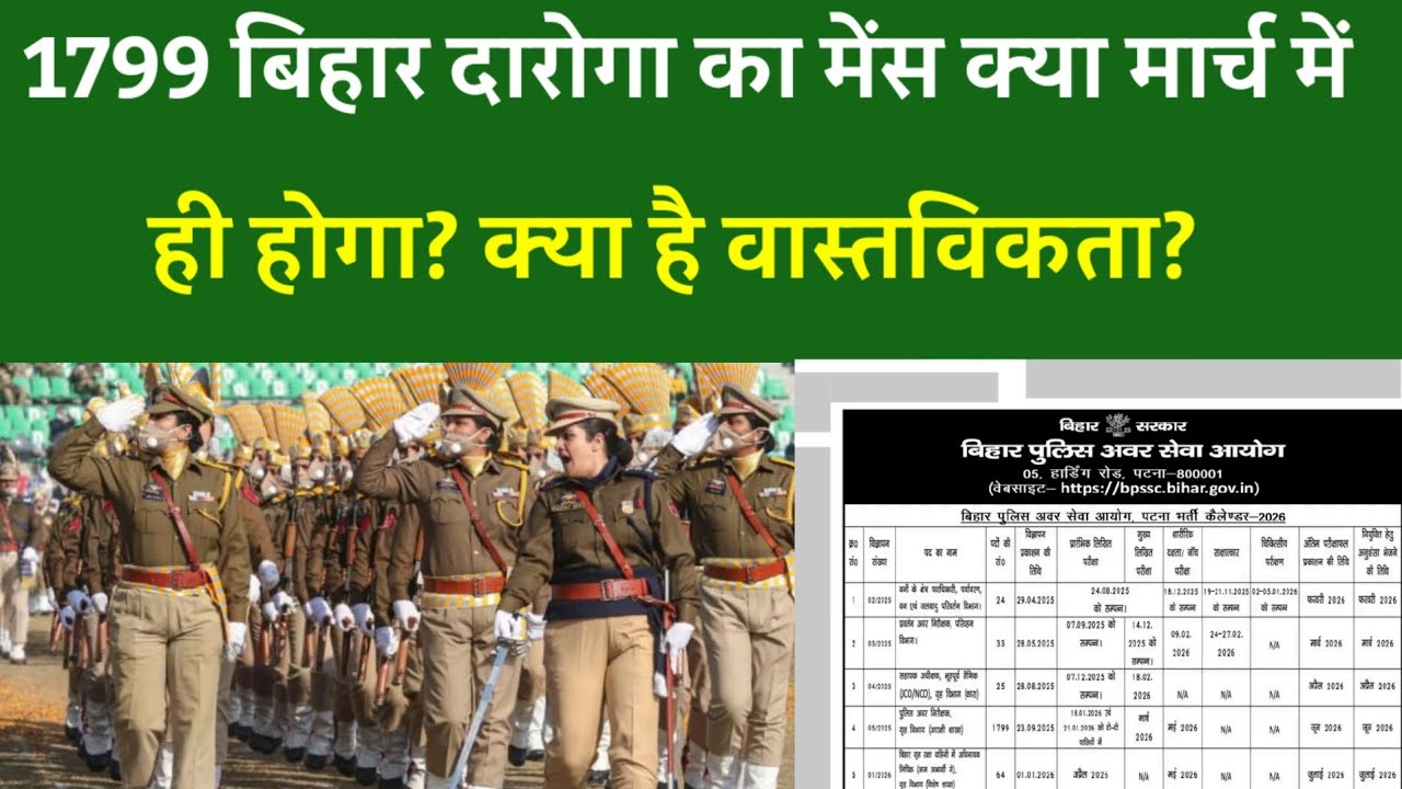 1799 Bihar Daroga का मेंस क्या मार्च में ही होगा? क्या है वास्तविकता?