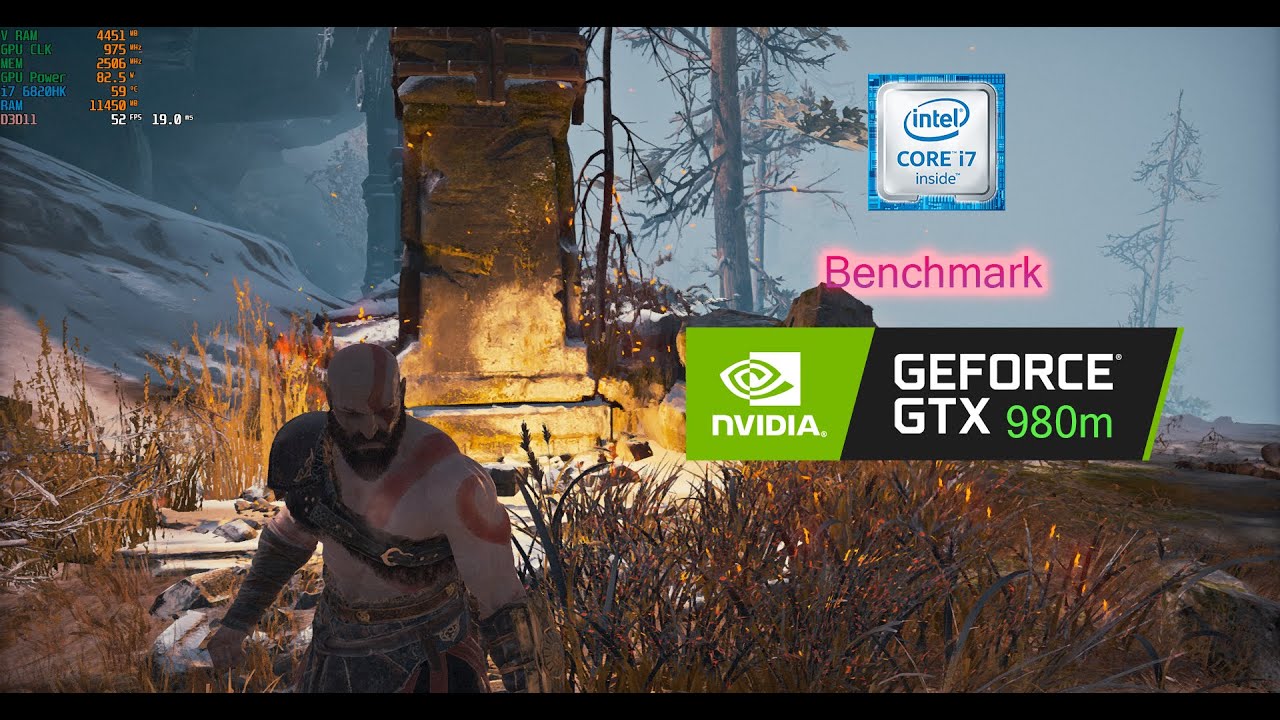 God of War Benchmark GTX 980M 8GB I7 6820HK RAM 32 GB