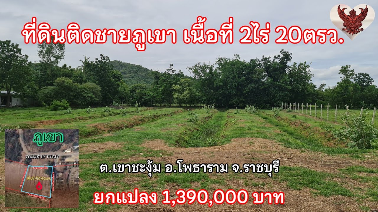 ที่ดินติดชายภูเขา เนื้อที่ 2ไร่ 20ตรว.ต.เขาชะงุ้ม อ.โพธาราม จ.ราชบุรี❗️ยกแปลง 1,390,000 บาท❗️