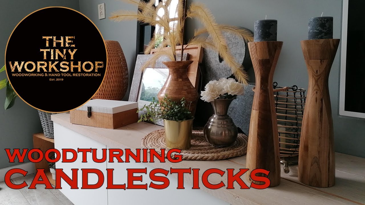 Woodturning - Candlesticks made from scrap oak table legs.