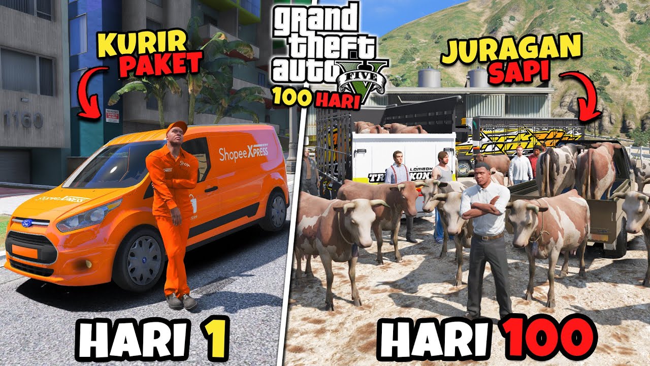 100 HARI DI GTA 5 DARI KURIR PAKET SAMPAI MENJADI JURAGAN SAPI TERKENAL