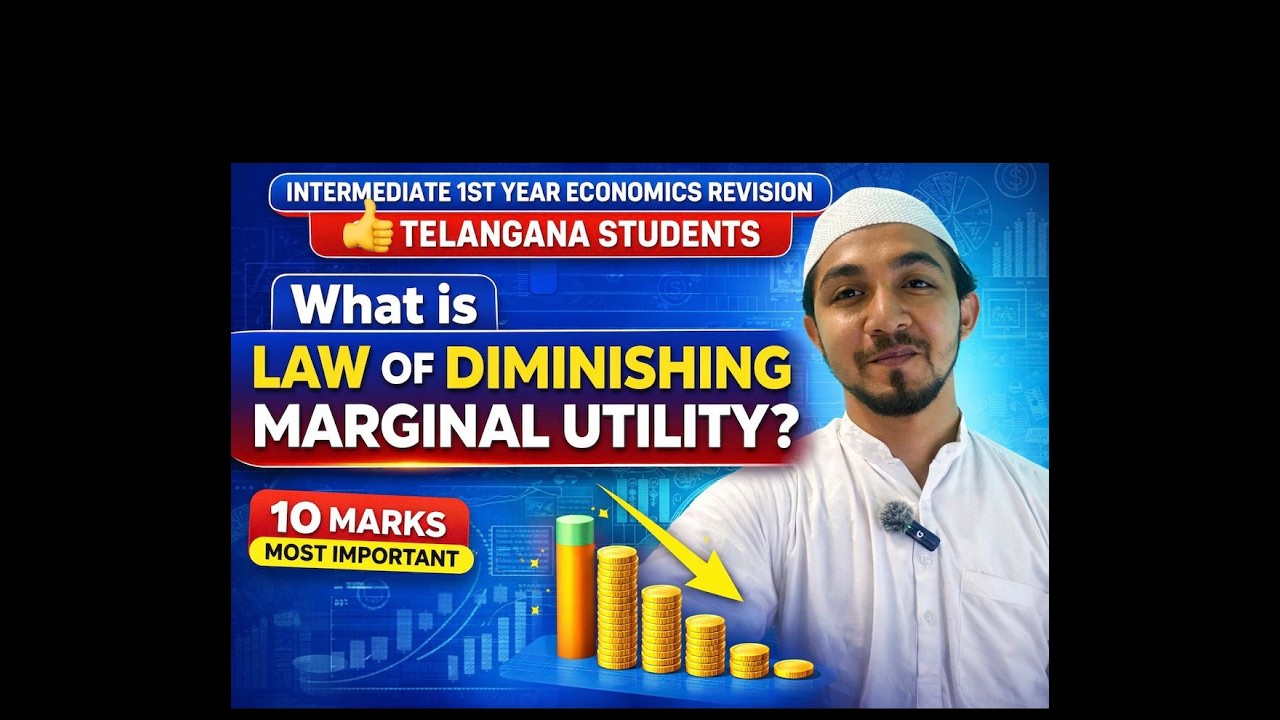 Law of Diminishing  Marginal Utility | 10 Marks  | Inter 1st Year Economics Revision | CEC Telangana
