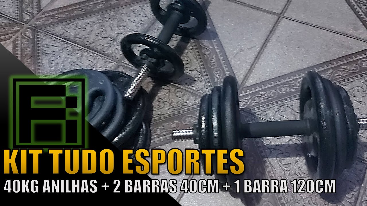 Kit 40kg Anilhas + 2 Barras 40cm + 1 Barra 120cm Pró - TUDO ESPORTES - Presta? É bom? Vale a pena?