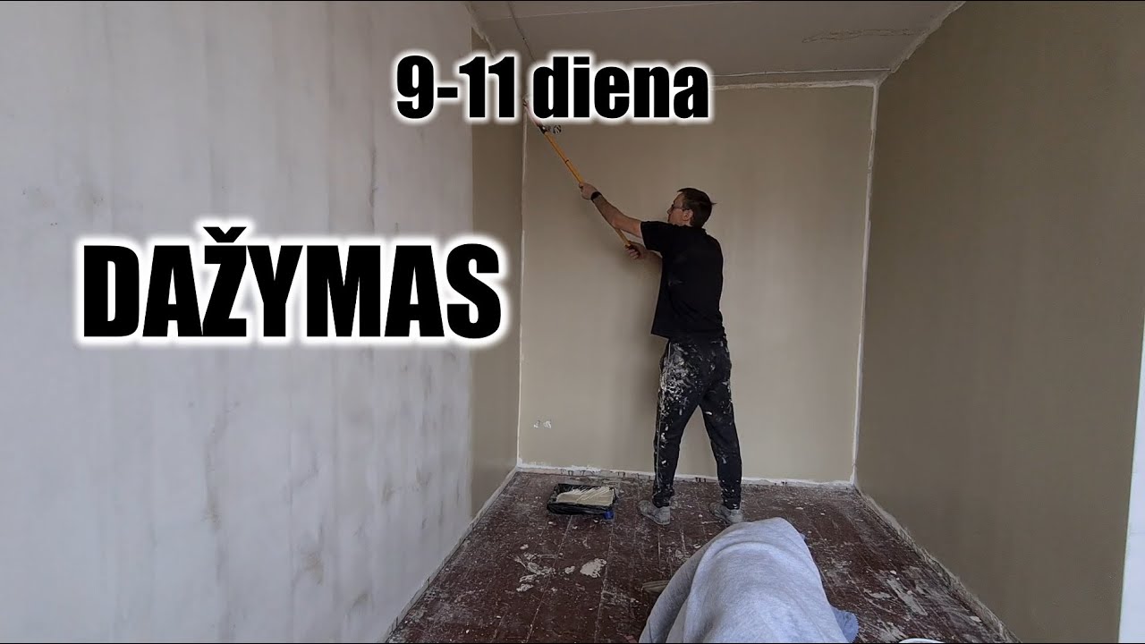 9-11 diena. Sienų gruntavimas ir dažymas. Kiek kainavo.