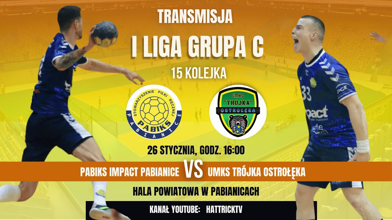 Pabiks Impact Pabianice - UMKS Trójka Ostrołęka - 1 liga grupa C - piłka ręczna mecz na żywo