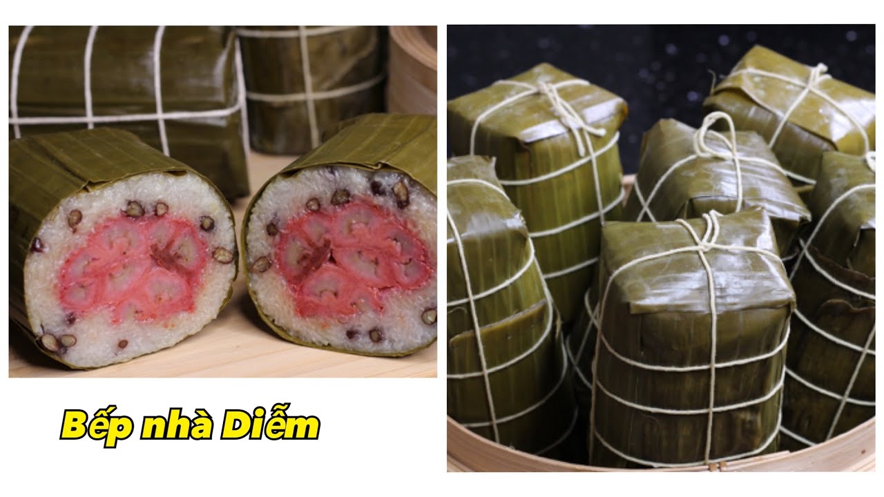Bánh Tét Chuối - Cylindric Glutinous Rice Cake with banana - Bánh thật dẻo ngon | Bếp Nhà Diễm |