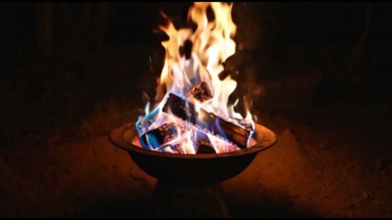 Fogata de Fuego Azul  - Sonido de Leña Quemándose para Relajarse, Calmar la Mente, y Dormir Profundo