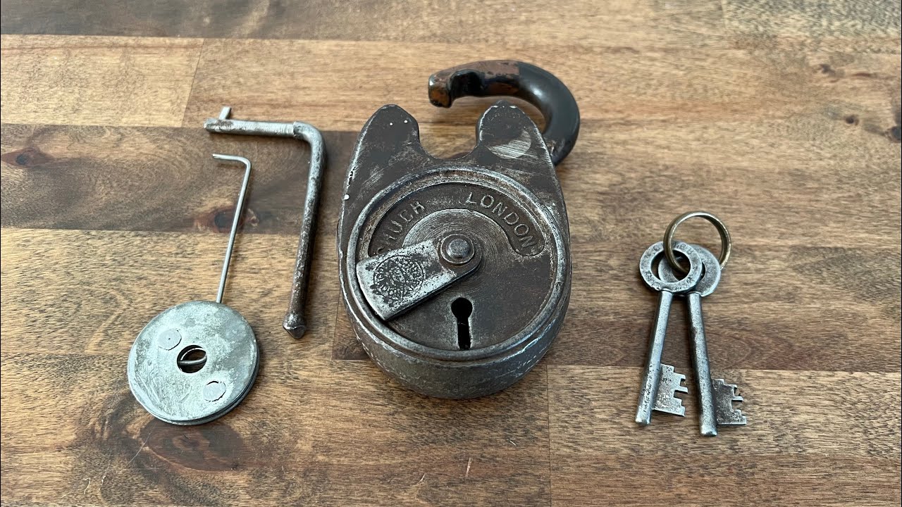 993. Chubb Battleship padlock with monitor lever picked open with homemade lever lock pick tools