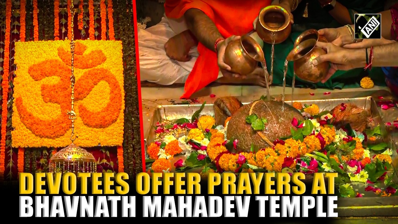 Devotees offer prayers at Bhavnath Mahadev Temple on the occasion of Mahashivratri 2026