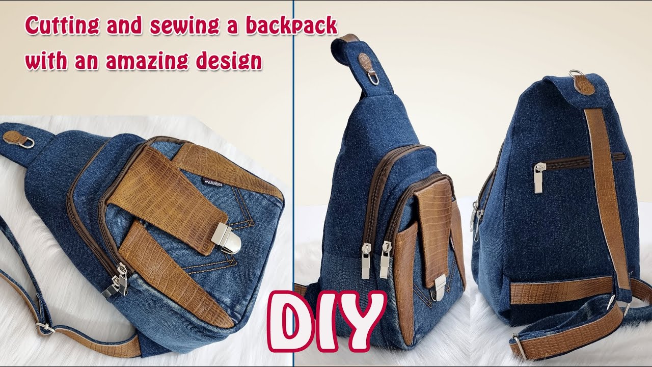 DIY Stylish Backpack | Sew a Spacious Backpack with Old Denim & Leather Scraps – Easy Tutorial!