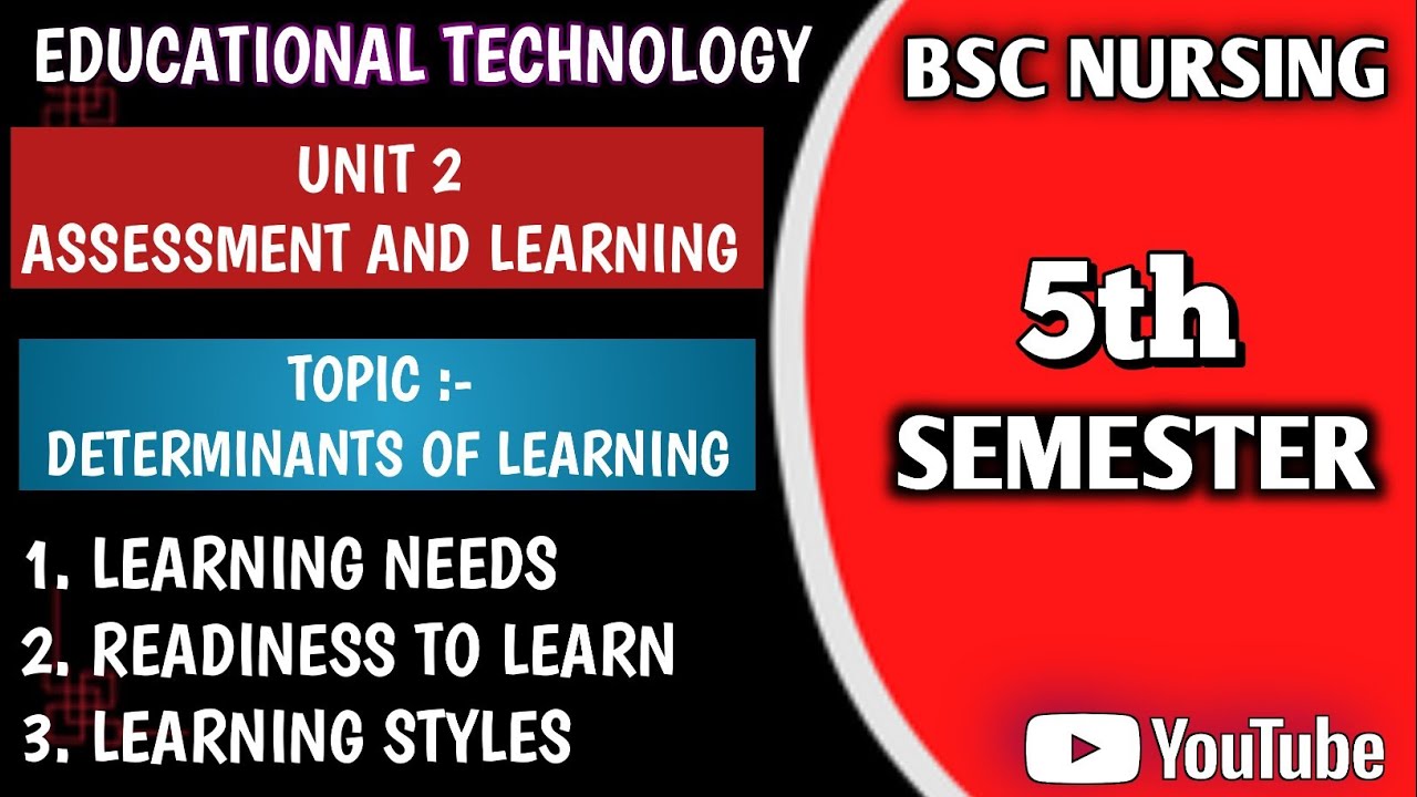 DETERMINANTS OF LEARNING || UNIT 2 || EDUCATIONAL TECHNOLOGY || BSC NURSING 5TH SEMESTER || NOTES ||