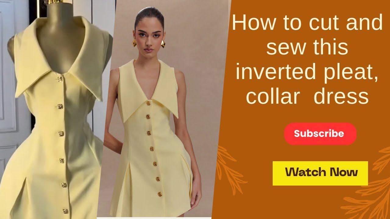 How to cut and sew this inverted pleat, collar  dress