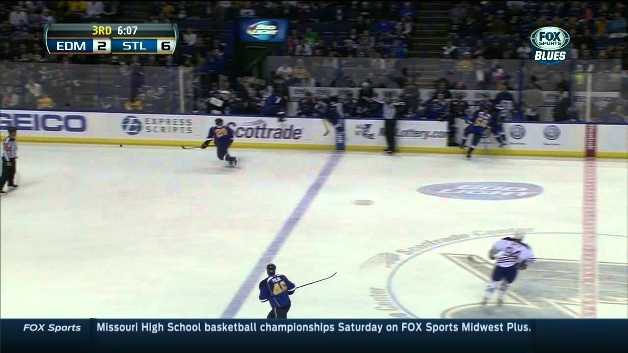 Jaden Schwartz backhand goal 6-2 Edmonton Oilers vs St. Louis Blues 3/13/14 NHL Hockey.