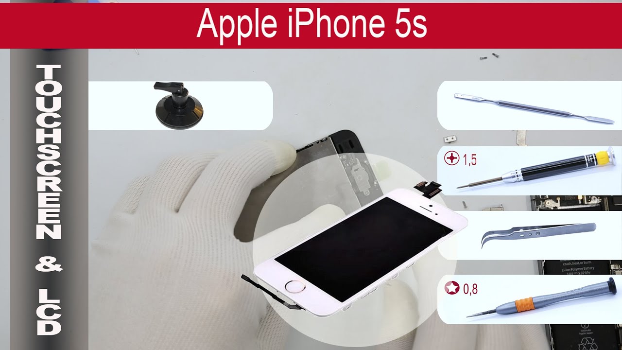 Как заменить 🔧 Дисплей и Сенсорный экран  🍎 Apple iPhone 5s A1533, A1453, A1457, A1530