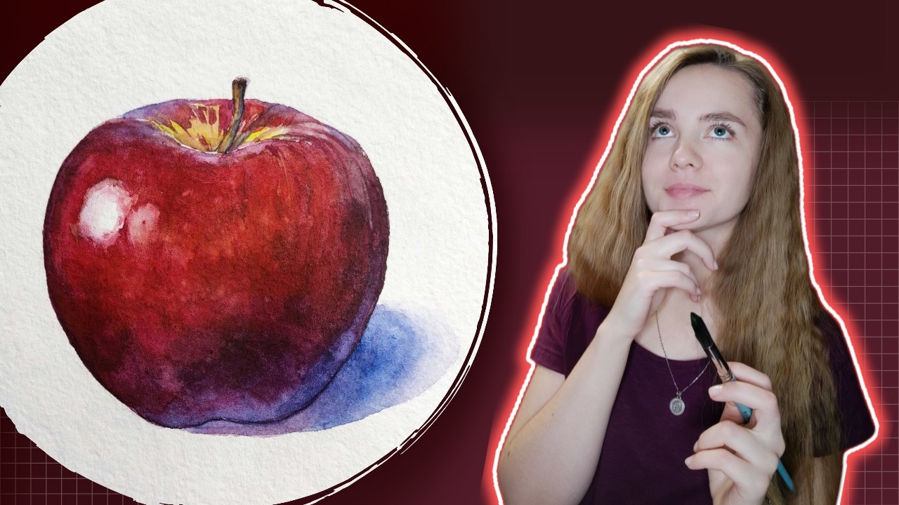Как рисовать сочное и реалистичное ЯБЛОКО акварелью ~ Juicy and realistic apple in watercolor