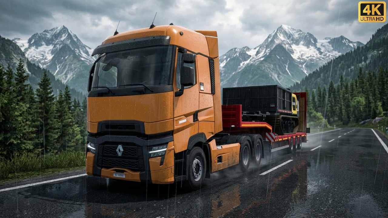 Rainy Driving with Renault Truck 🌧️ | Realistic Rain Storm Gameplay | Euro Truck Simulator 2