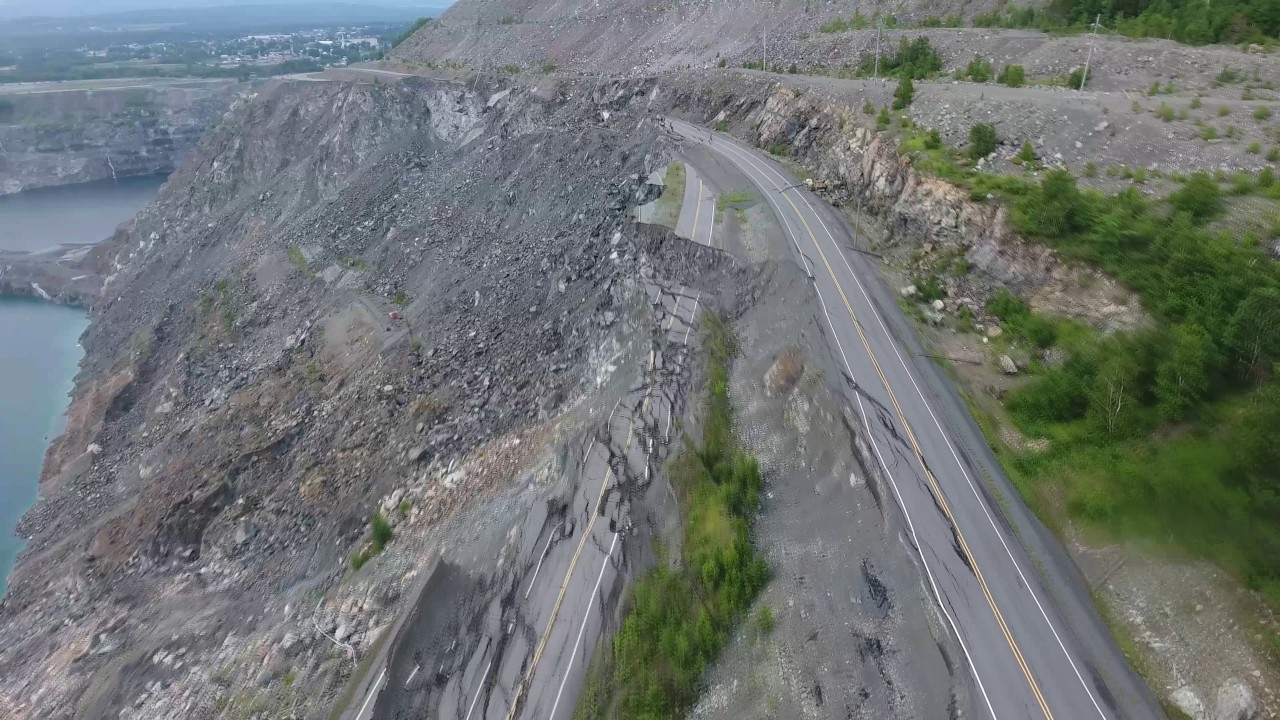QC Route 112 in Thetford Mines landslide aftermath
