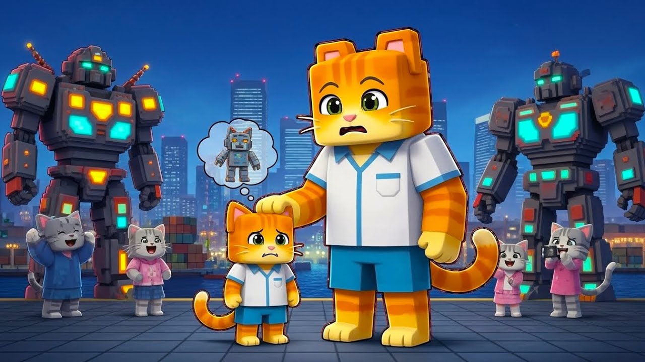 Poor Kitten’s Dream of a Robot… In the Big City 😭🤖 | Ginger Minecraft Story 🐱