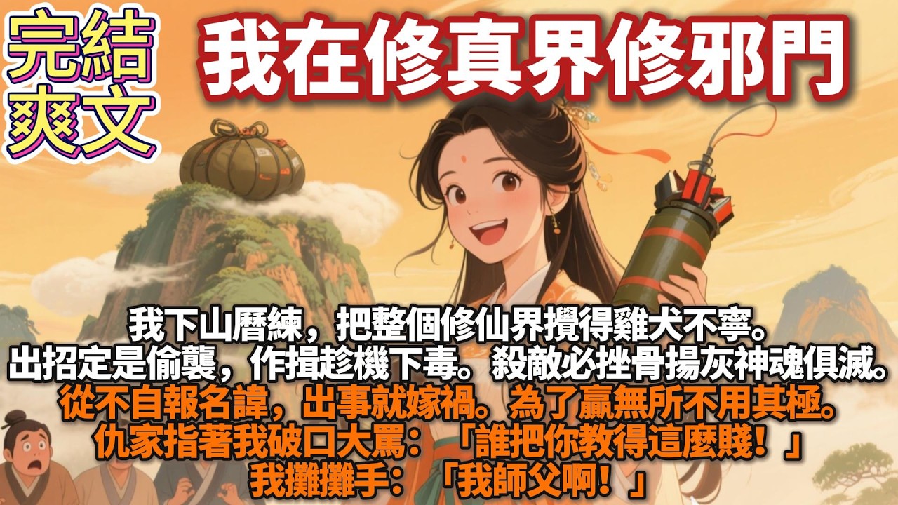 完結搞笑文：我下山歷練，把整個修仙界攪得雞犬不寧。出招定是偷襲，作揖趁機下毒。殺敵必挫骨揚灰神魂俱滅。從不自報名諱，出事就嫁禍。仇家指着我破口大罵：「誰把你教得這麼賤！」我攤攤手：「我師父啊！」