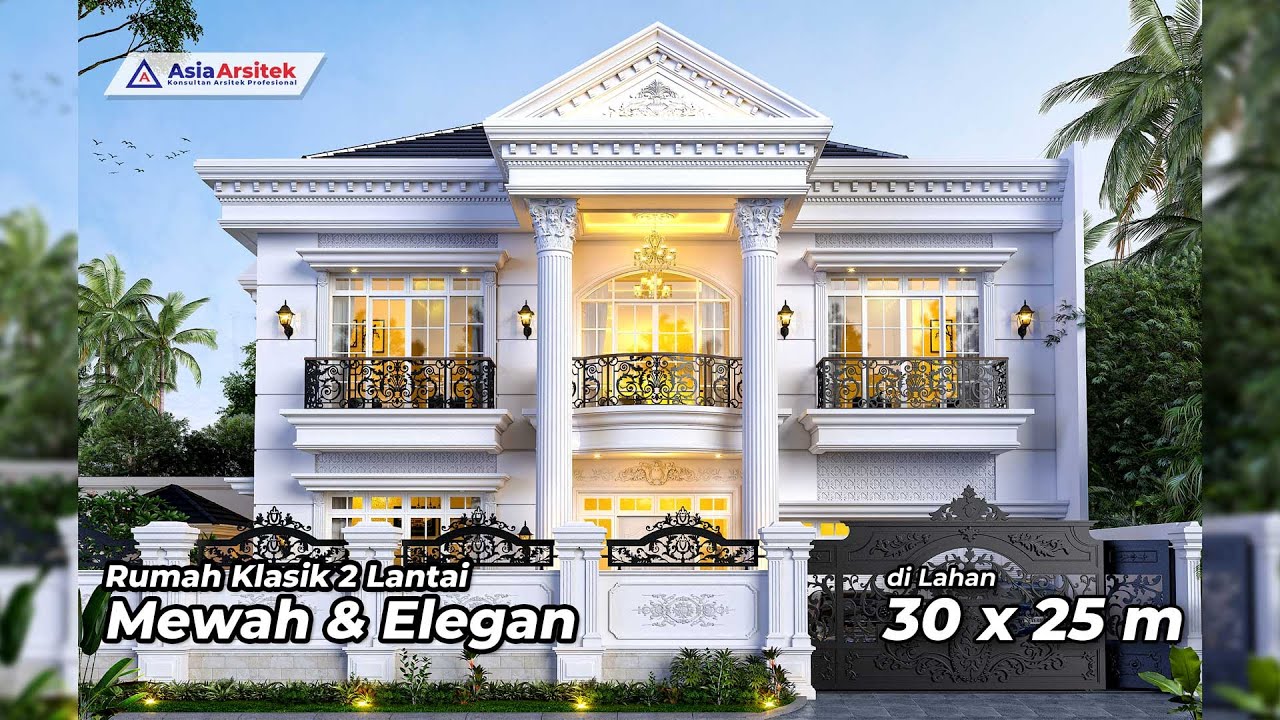 WOWW Desain Rumah Mewah Klasik 2 Lantai 5 Kamar Tidur Carport 2 Mobil