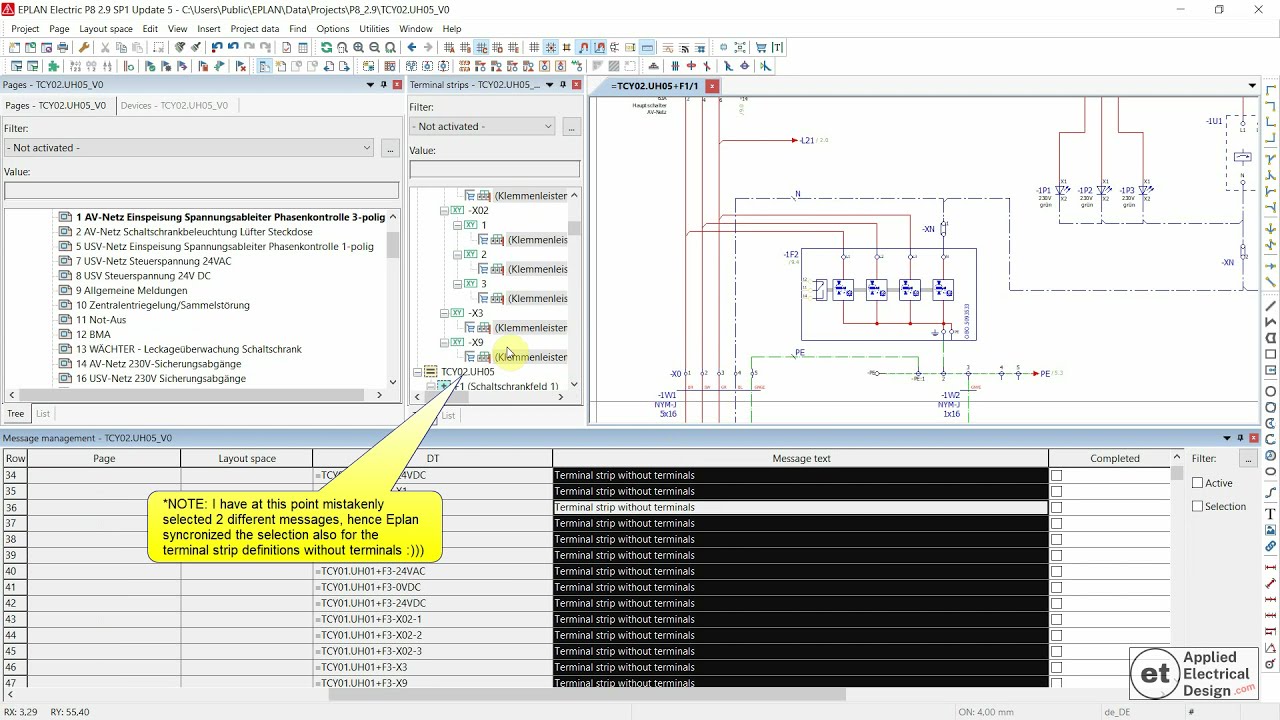 Eplan P001010 - Terminal strip definition missing
