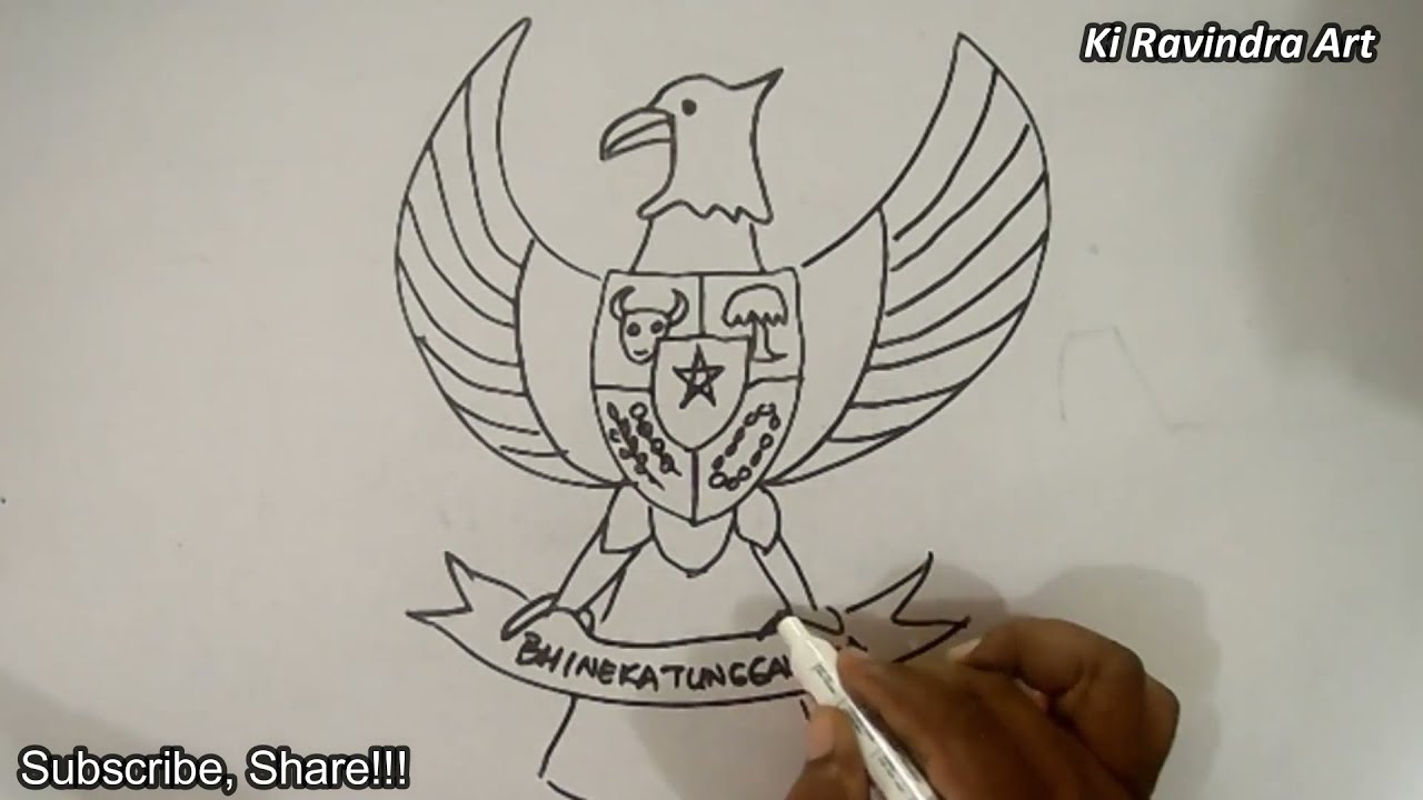 Cara Menggambar Burung Garuda Pancasila Dengan Mudah Untuk SD dan TK - Pemula