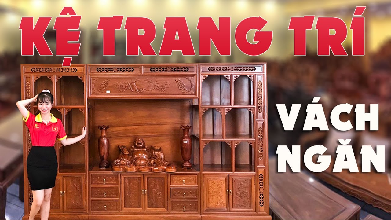 Mẫu Kệ Vách Ngăn Kết Hợp Với Tủ Tivi Gõ Đỏ Đẹp | Xu Hướng Trang Trí Nhà Mới