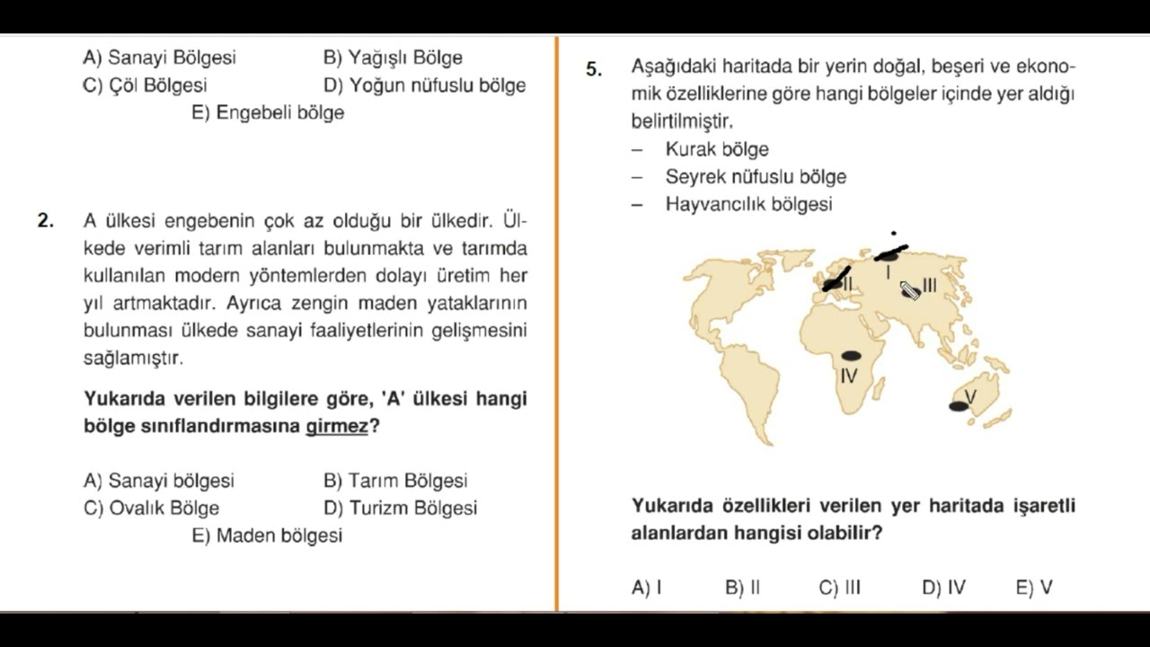 BÖLGE VE BÖLGE TÜRLERİ TYT SORU ÇÖZÜM