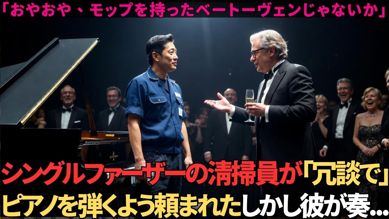 シングルファーザーの清掃員が冗談でピアノを弾くよう頼まれた―しかし彼が奏でた音色は、CEOさえも涙させた