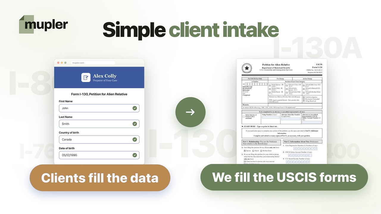 USCIS Client Intake Software for Immigration Law Firms | mupler Demo