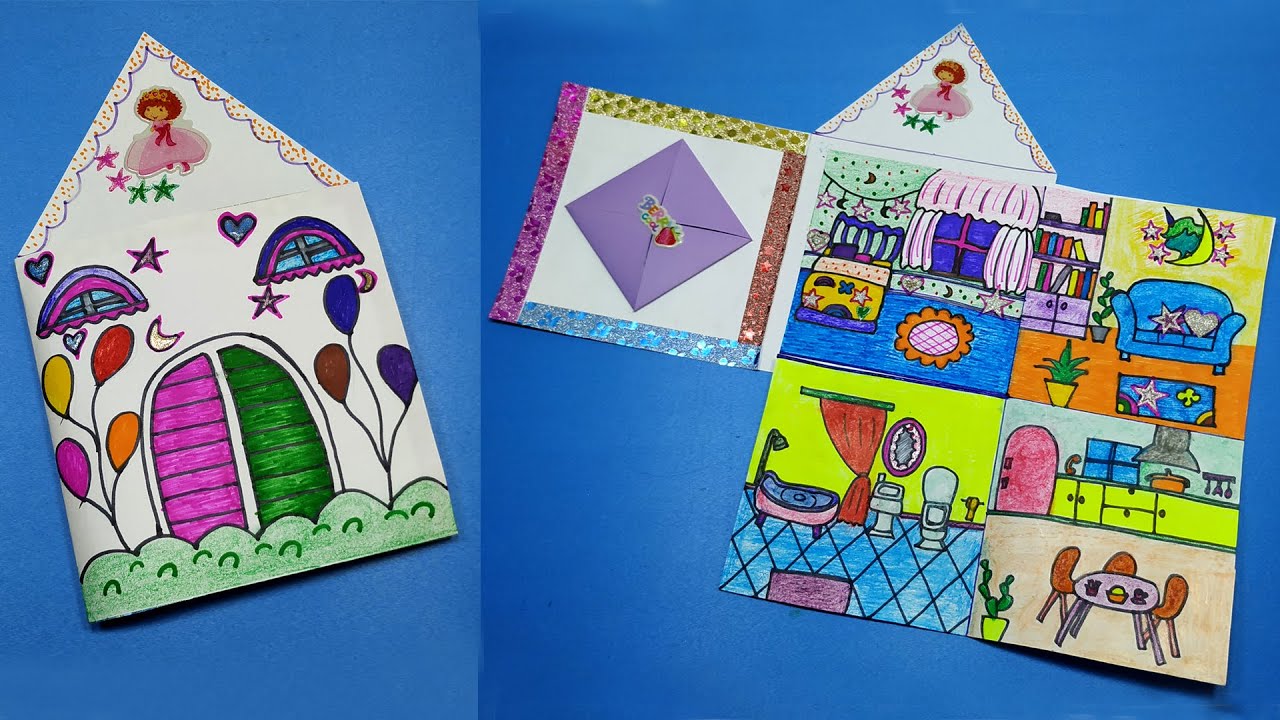 DIY Miniature Paper House Making  with a paper doll How To Make A Beautiful Paper Doll Book Ideas