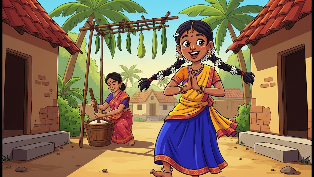 🪘🌾குத்தடி குத்தடி கண்ணம்மா | South Indian Village Kids Song | Fun Tamil Rhyme